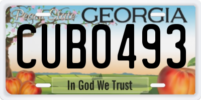 GA license plate CUB0493