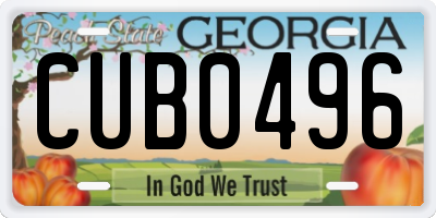 GA license plate CUB0496
