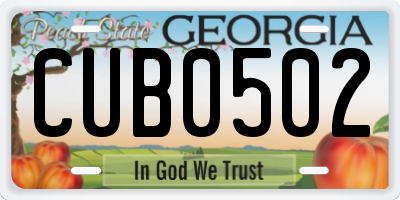 GA license plate CUB0502