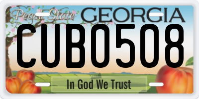 GA license plate CUB0508