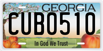 GA license plate CUB0510