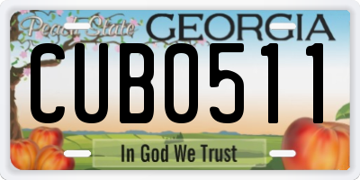 GA license plate CUB0511