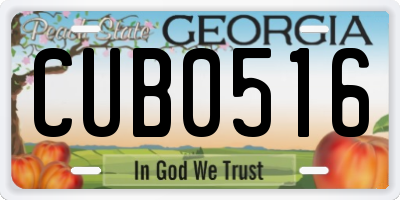 GA license plate CUB0516