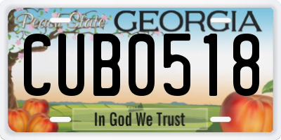 GA license plate CUB0518
