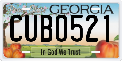 GA license plate CUB0521