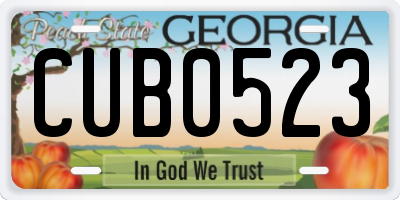 GA license plate CUB0523