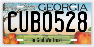 GA license plate CUB0528