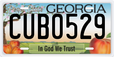 GA license plate CUB0529