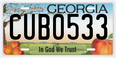 GA license plate CUB0533