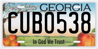GA license plate CUB0538