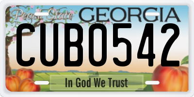 GA license plate CUB0542