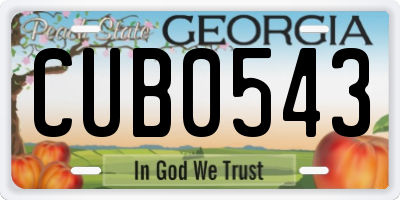 GA license plate CUB0543