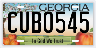 GA license plate CUB0545