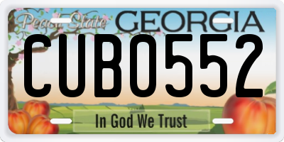 GA license plate CUB0552
