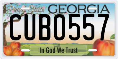 GA license plate CUB0557