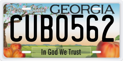 GA license plate CUB0562