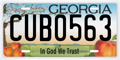 GA license plate CUB0563