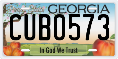 GA license plate CUB0573