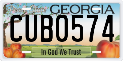 GA license plate CUB0574