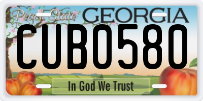 GA license plate CUB0580