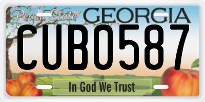 GA license plate CUB0587