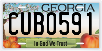 GA license plate CUB0591