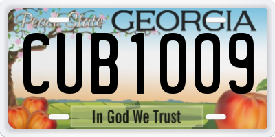 GA license plate CUB1009