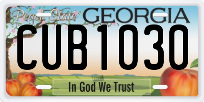 GA license plate CUB1030