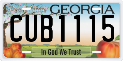GA license plate CUB1115