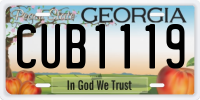 GA license plate CUB1119
