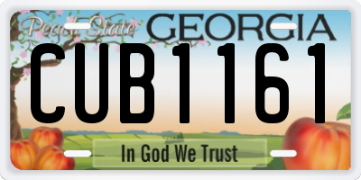 GA license plate CUB1161