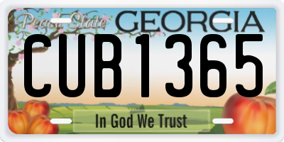 GA license plate CUB1365