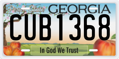 GA license plate CUB1368
