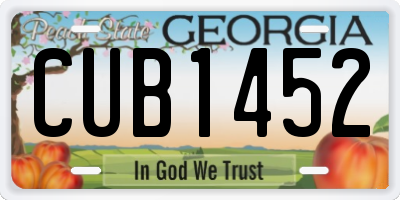 GA license plate CUB1452