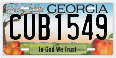 GA license plate CUB1549