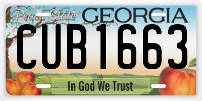 GA license plate CUB1663