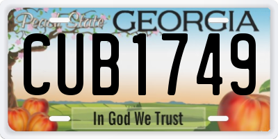 GA license plate CUB1749