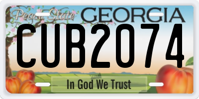 GA license plate CUB2074