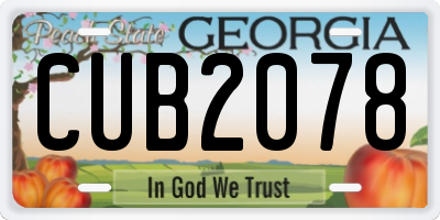 GA license plate CUB2078