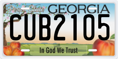 GA license plate CUB2105