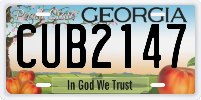 GA license plate CUB2147