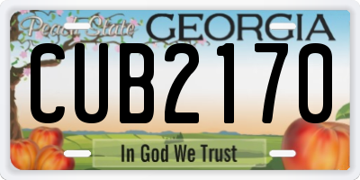 GA license plate CUB2170