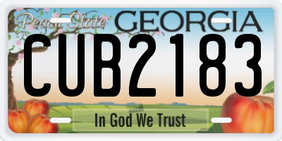 GA license plate CUB2183