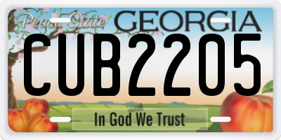 GA license plate CUB2205