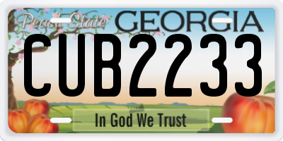 GA license plate CUB2233