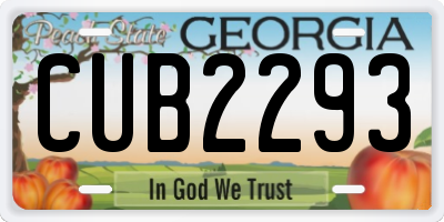 GA license plate CUB2293