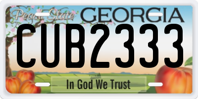GA license plate CUB2333