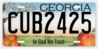 GA license plate CUB2425