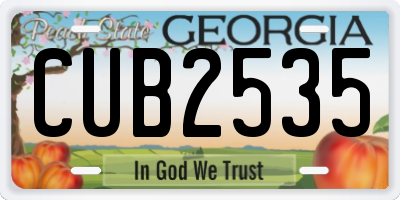 GA license plate CUB2535