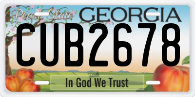 GA license plate CUB2678